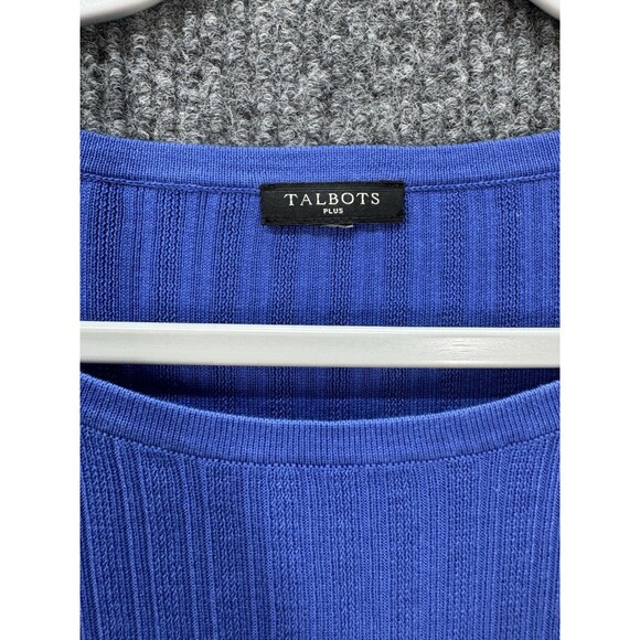 Talbots Button Shoulder Sweater Top Womens 2X Blue Crewneck Ribbed Long Sleeve - Picture 4 of 9